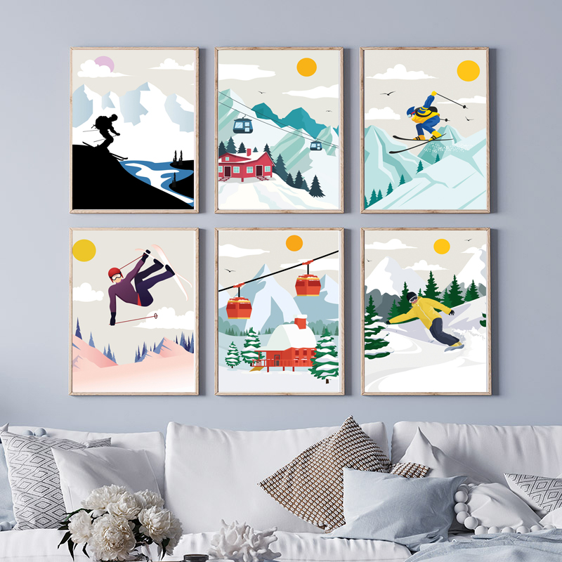 Baby Nursery Themes Boy - Arte minimalista en lienzo de montaña
