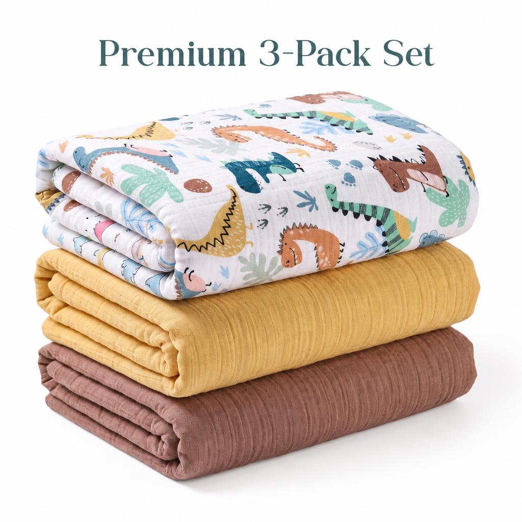 Baby Nursery Bedding - Paquete de 3 mantas de muselina