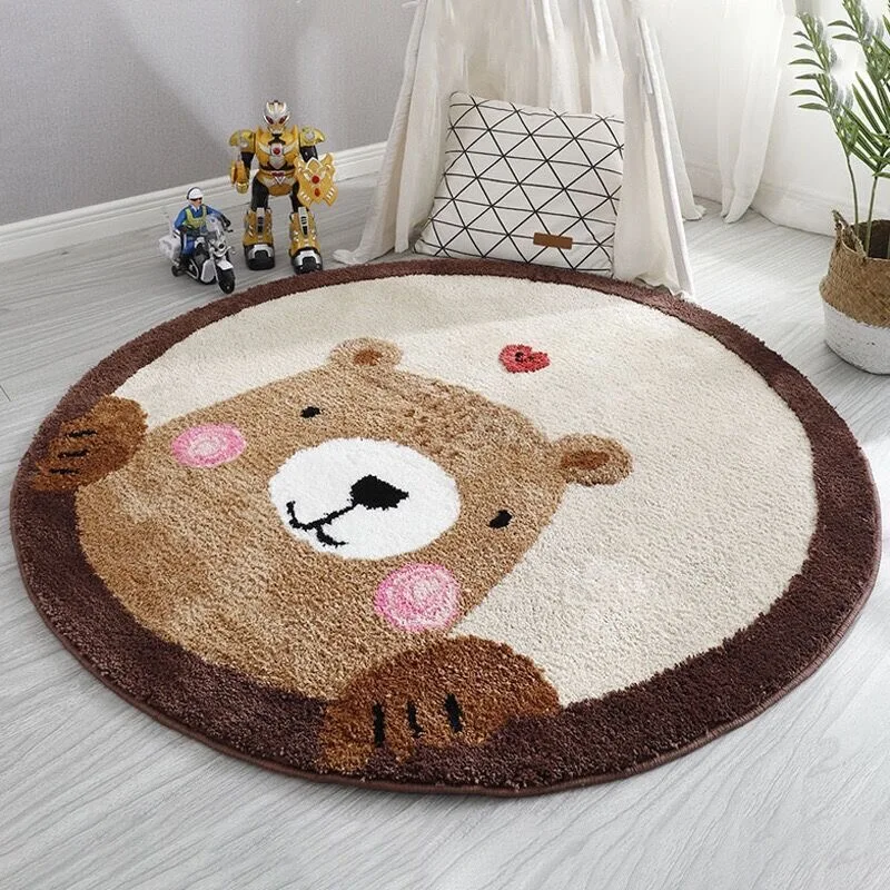 Baby Nursery Rug - VIKAMA-alfombra redonda de Cachemira de imitación
