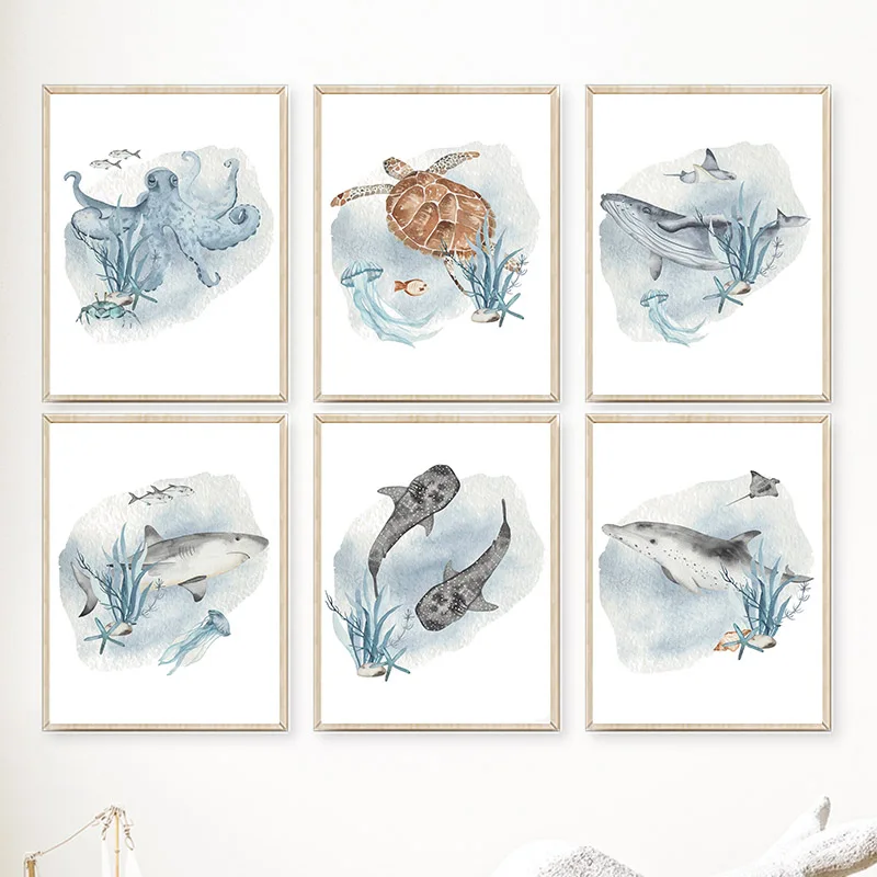 Baby Nursery Images - Pósteres e impresiones de ballena, pez,