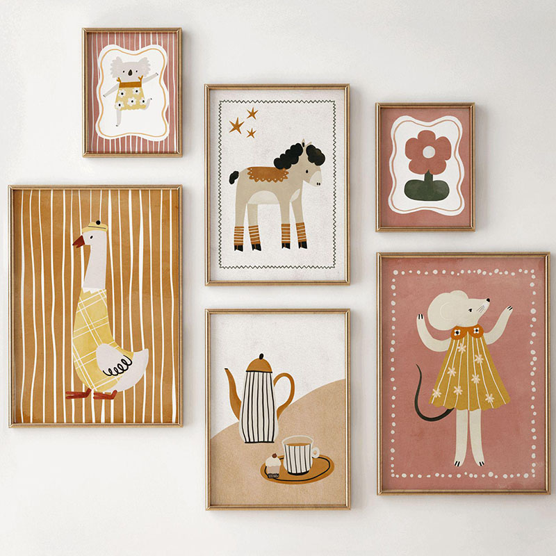 Baby Nursery Images - Póster de ratón, ganso, caballo, koala,