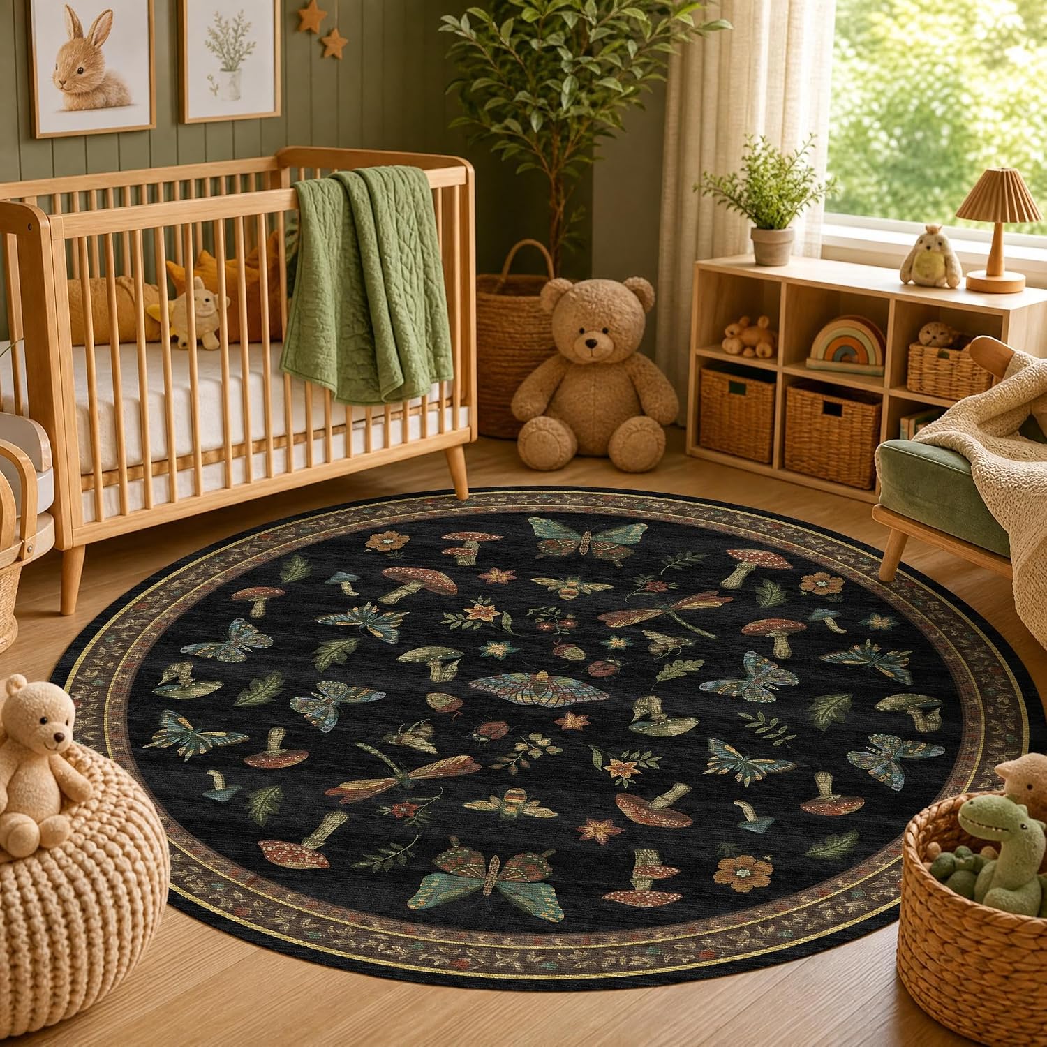 Baby Nursery Rug - Alfombra Redonda Grande de Poliéster con