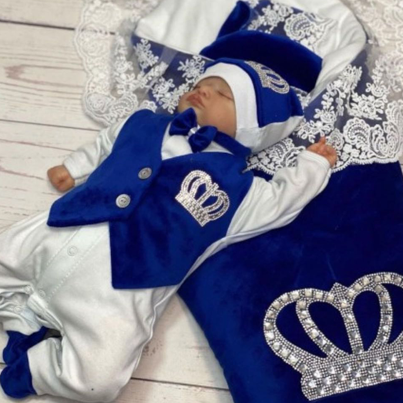 Baby Nursery Outfits - Conjunto de mameluco de terciopelo azul