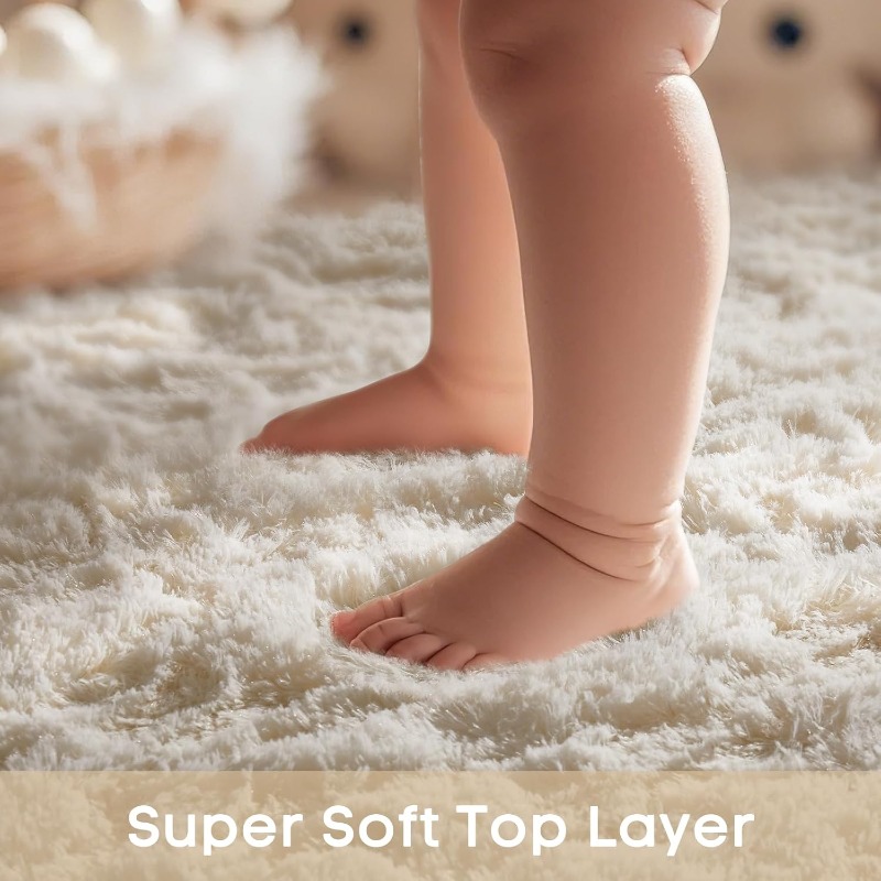 Alfombra redonda blanca crema, - Baby Nursery Rug reseña y precio