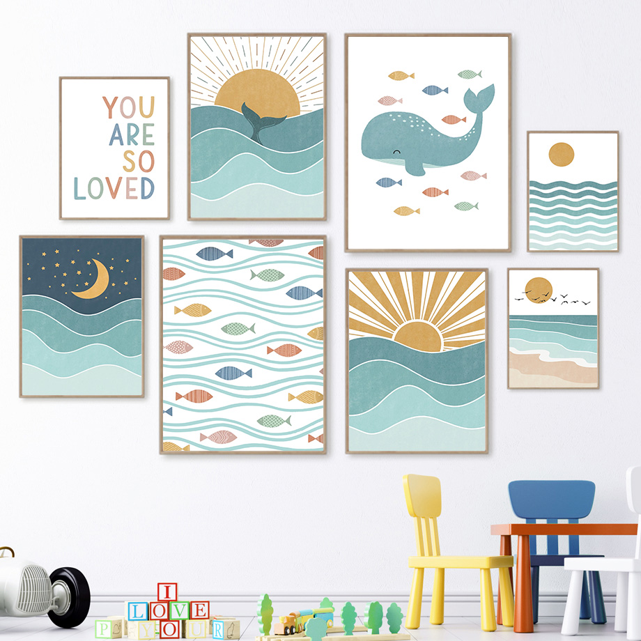 (2D canvas painting)  Fish Wha - Baby Nursery Quotes reseña y precio