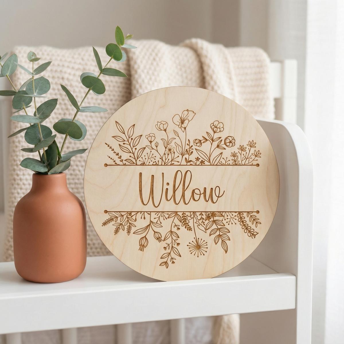 Placa Redonda de Madera con No - Baby Nursery Decor reseña y precio