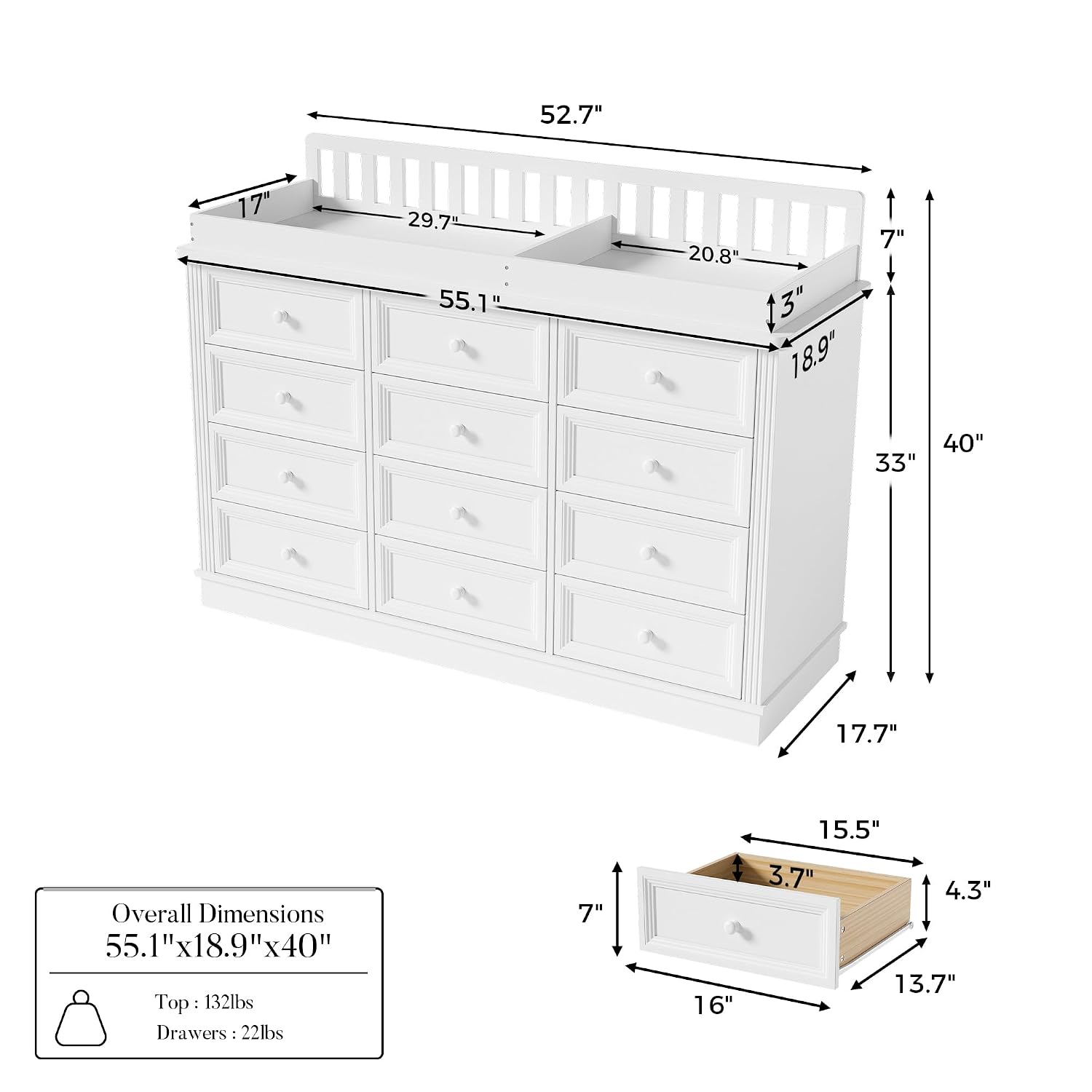 Cambiador de Bebé con Cómoda,  - Baby Nursery Table reseña y precio