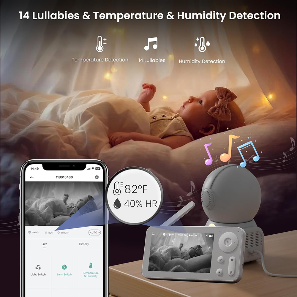 Monitor de bebé 2K con 2 cámar - Baby Nursery Camera reseña y precio